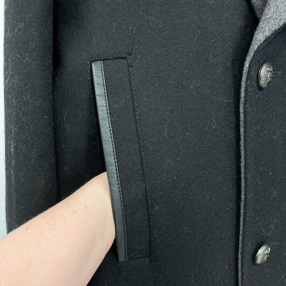 Calvin Klein Mens Colorblock Gray Black Wool Blend Double Breasted Peacoat XXL - Picture 6 of 12